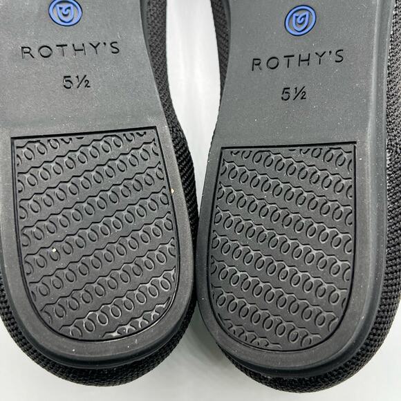 Rothys Womens 5.5 Ballet Flat Slip On Shoes Black Knit Round Toe Insoles New - Picture 16 of 16